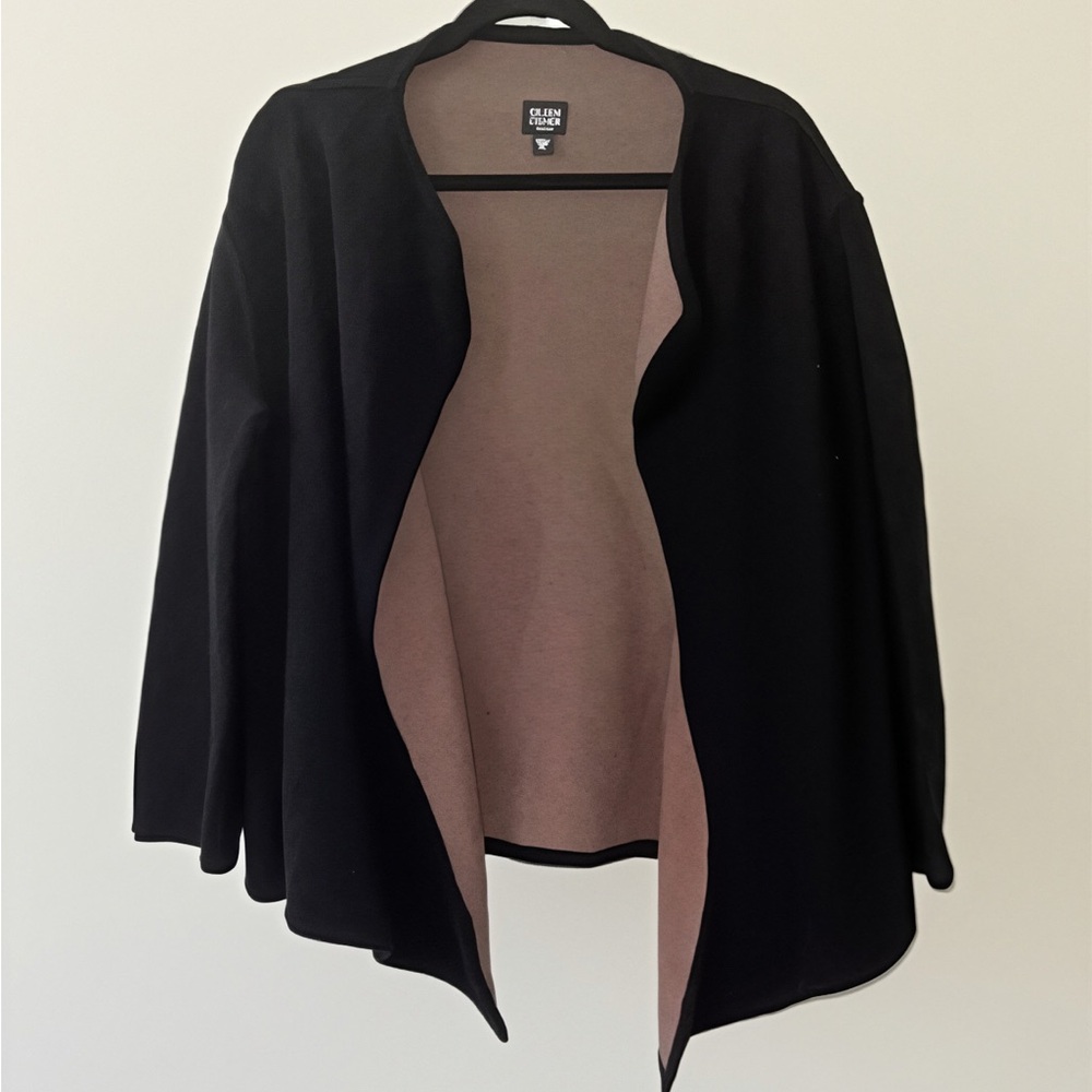 Beautiful Eileen Fisher Lambswool Cardigan- Black/Brown PL EXCELLENT CONDITION